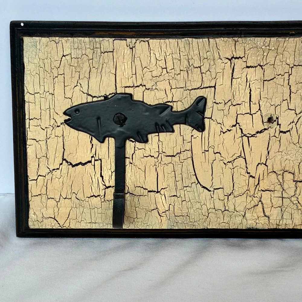 Wall Hook Rack Rustic Fish 2-Hook Lodge Cabin Decor Lake or Mountain House
